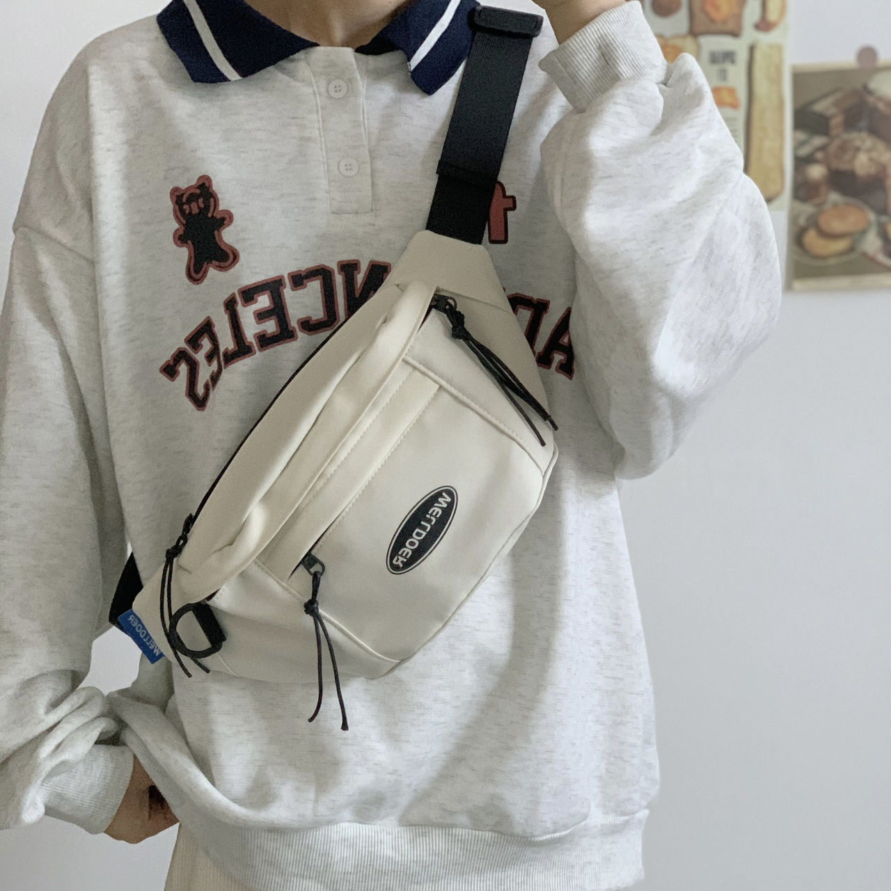 Chest bag female ins trendy small bag 2023 new crossbody bag casual canvas boys backpack sports fitness waist bag