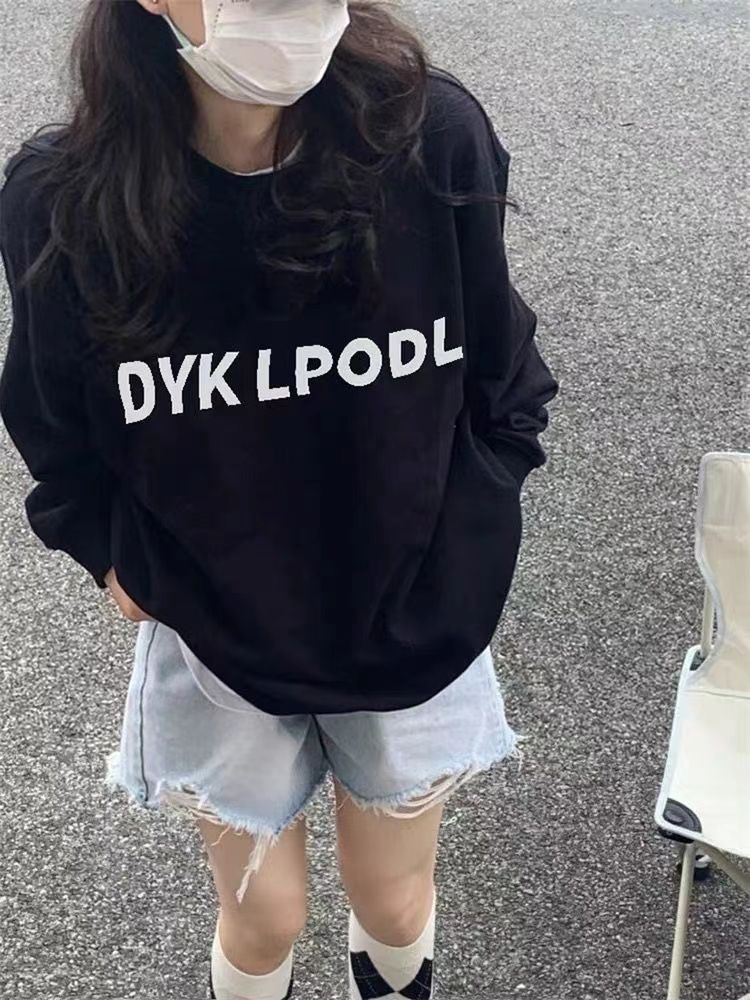 美式oversize潮牌衛衣女春秋冬季加絨圓領小個子寬鬆復古慵懶外套