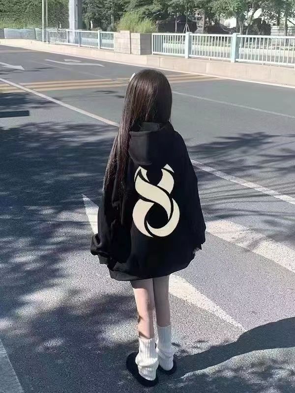 2023秋冬加絨加厚8字衛衣男女學生新款洋氣港風寬鬆連帽上衣服