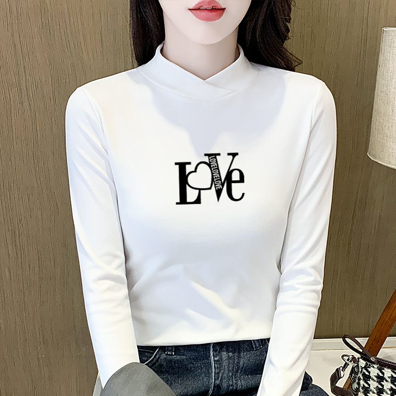 德絨打底衫女內搭秋冬半高領t長袖T恤加絨加厚保暖秋衣修身上衣潮
