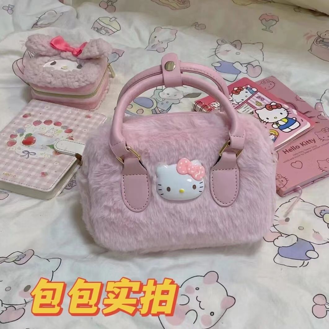 kitty2023秋冬新款毛茸茸手提包質感小眾時尚百搭單肩斜挎毛毛包