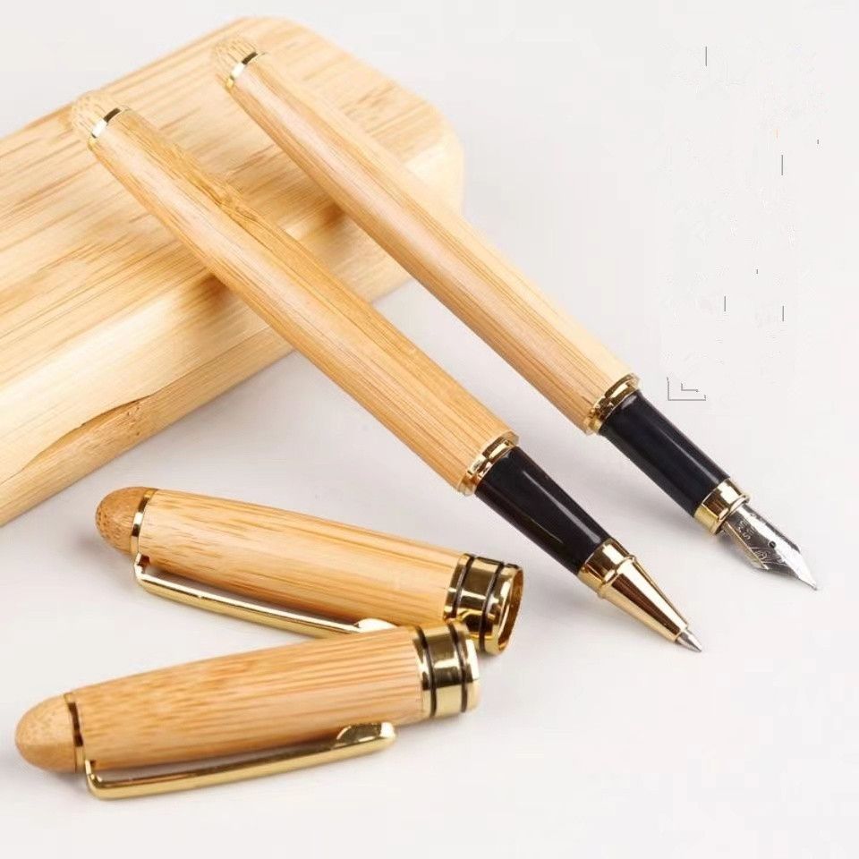 送送老师木质钢笔竹子圆珠笔环保竹子中性笔可刻名字