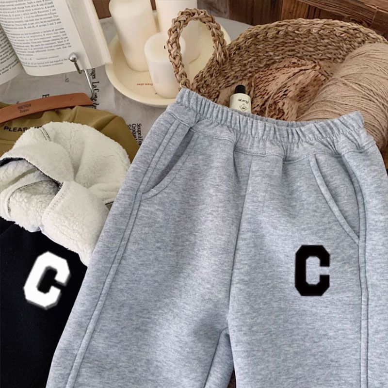 Boys' fleece pants autumn and winter  sports pants for children and middle-aged children new winter casual trousers baby pants thick style