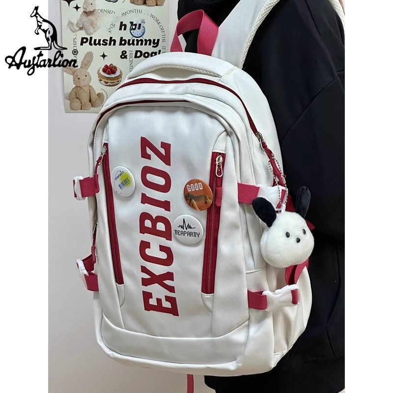 AUGTARLION large-capacity student schoolbag backpack letter tool backpack trendy brand Japanese compartment junior high school students