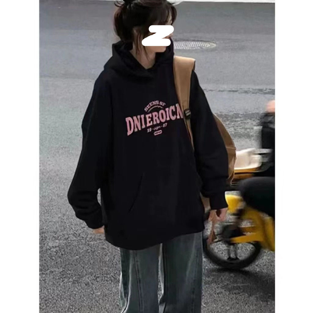 美式復古慵懶風oversize衛衣女春秋冬鹽系小個子寬鬆小眾設計外套