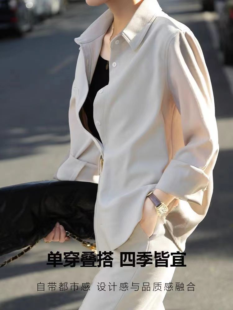 法式休閒襯衫女秋冬復古港味上衣新款長袖加厚磨毛襯衣寬鬆上衣女