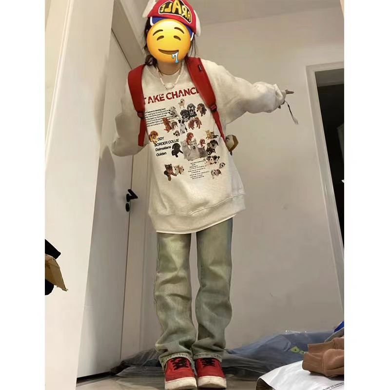 灰色衛衣女春秋薄款2023新款寬鬆中長款oversize圓領加絨上衣外套