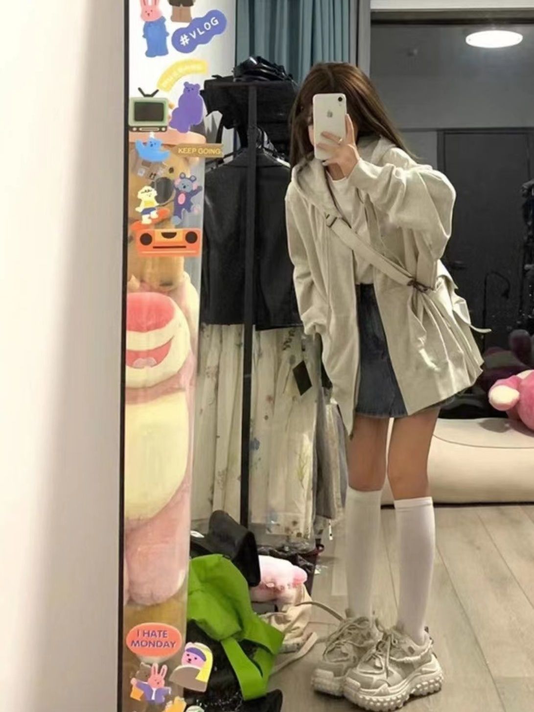 美式灰色連帽衛衣女春秋oversize2023新款爆款寬鬆休閒開衫外套潮