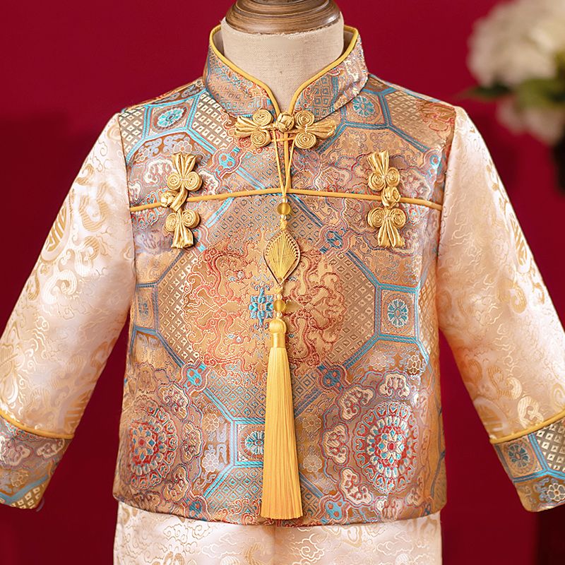 童裝拜年服男寶寶周歲禮服男童漢服冬季中國風兒童唐裝喜慶過年服