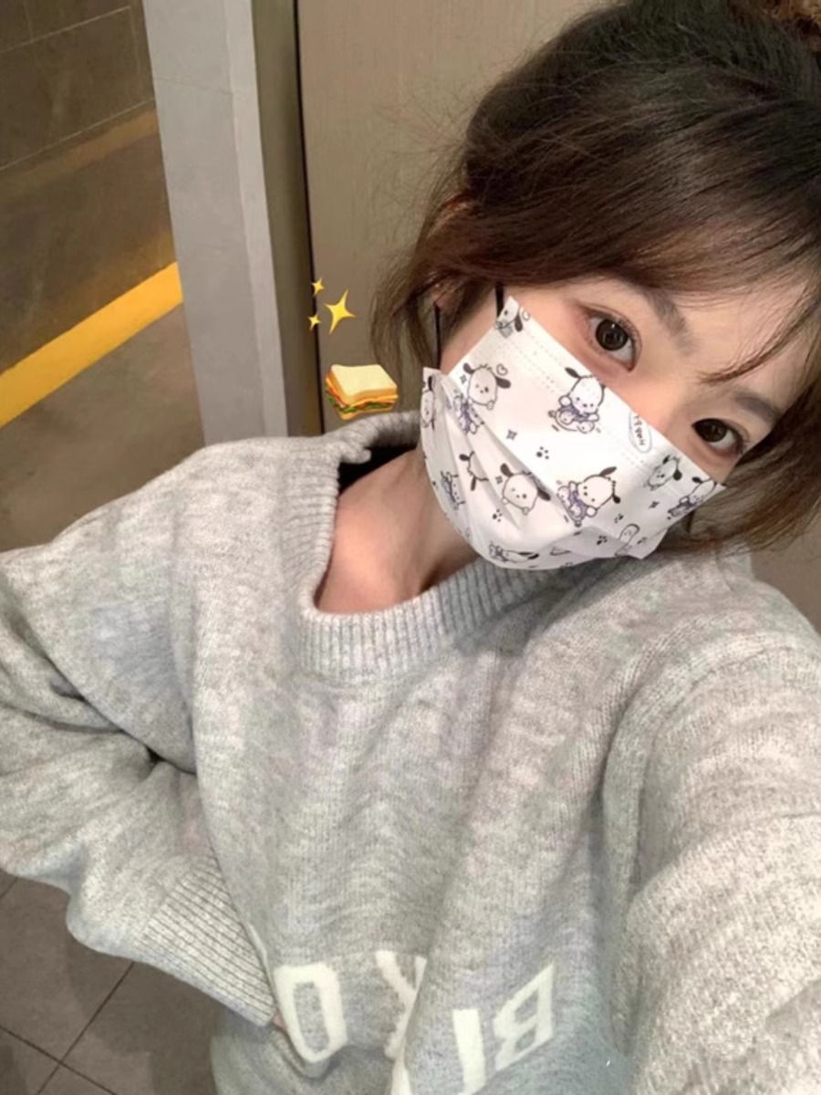 國潮牌oversize字母圓領毛衣女秋冬寬鬆慵懶風溫柔軟糯百搭針織衫