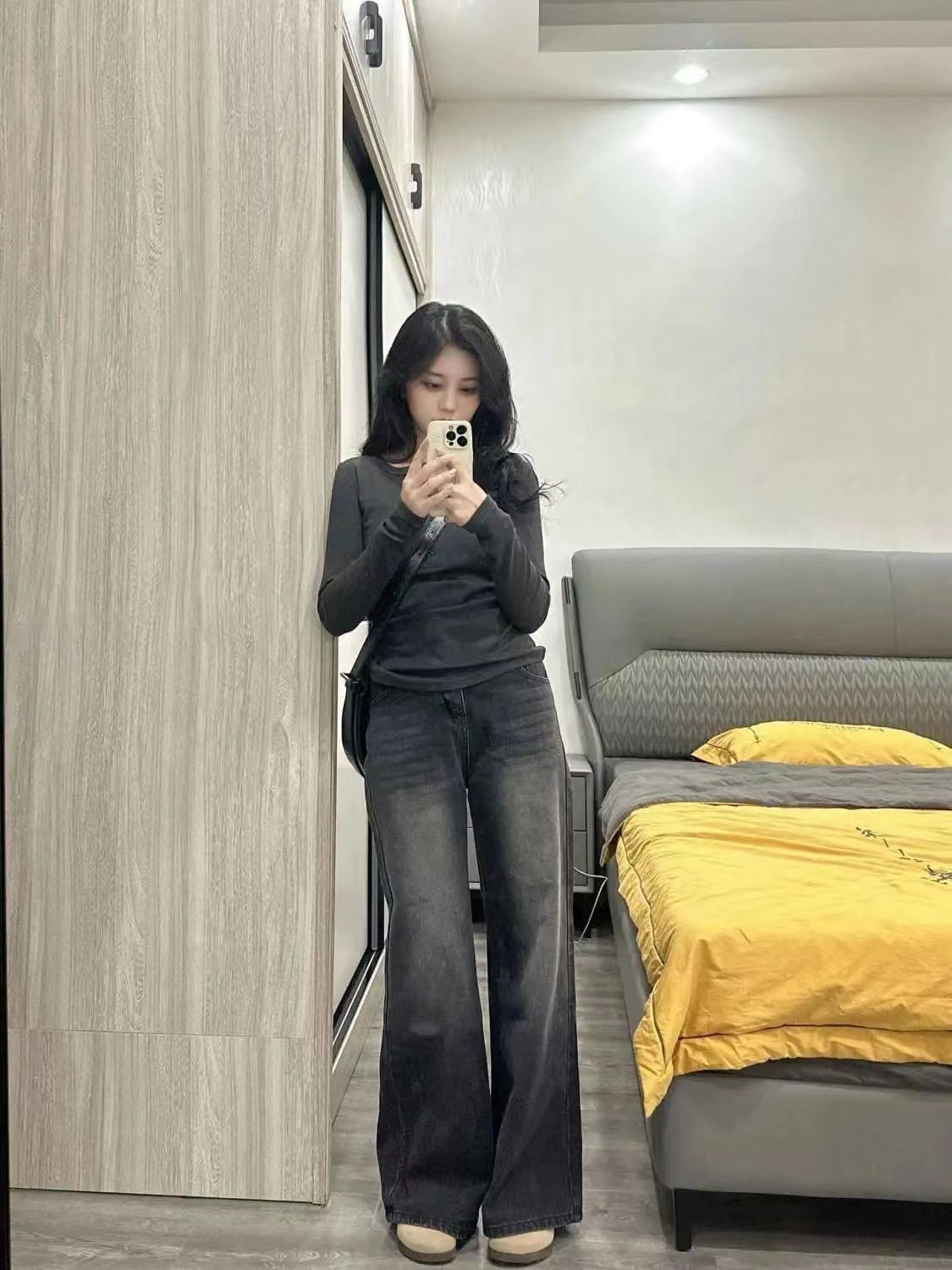 水洗做舊直筒寬鬆長褲秋冬百搭韓系街頭風褲子ins闊腿拖地牛仔褲