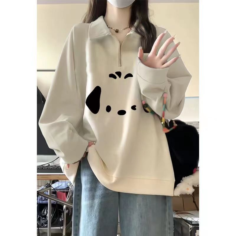奶系穿搭秋冬新款polo領套頭衛衣學生chic港味高級感超好看上衣潮
