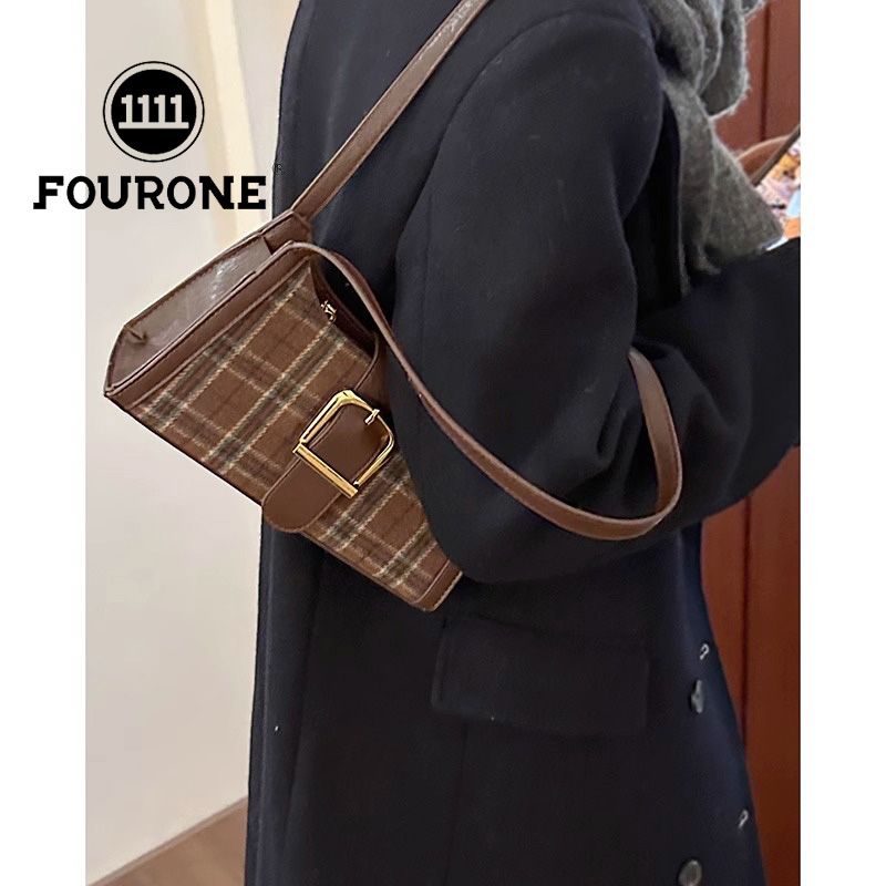 Korean armpit bag women's new woolen plaid handbag high-end versatile commuting shoulder bag