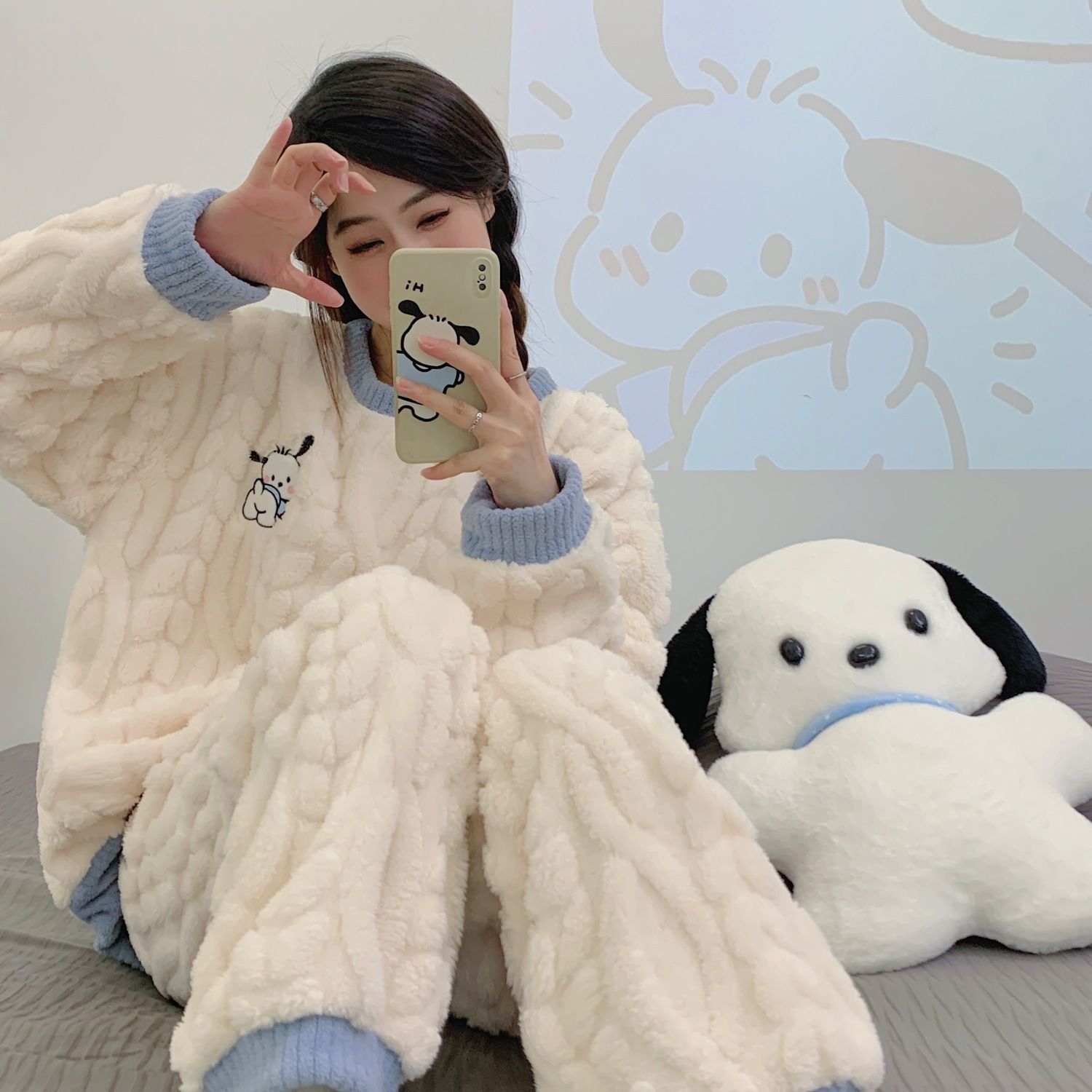 珊瑚絨睡衣女秋冬季加厚加絨學生可愛2023年新款法蘭絨家居服套裝