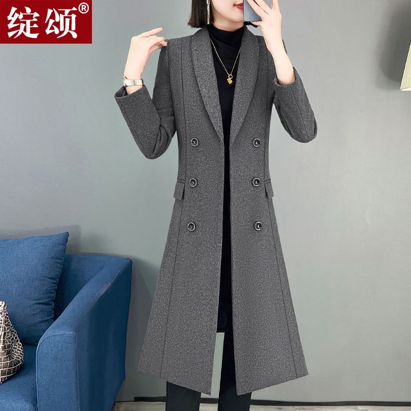 Black professional suit jacket for women in autumn and winter thickened quilted windbreaker, high-end OL casual mid-length coat suit