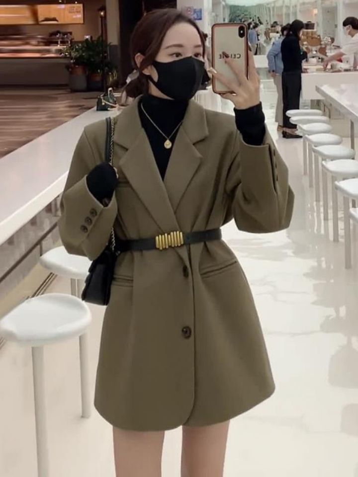 咖啡色西裝外套女春秋冬新款韓系高級感休閒時尚氣質御姐風西服潮