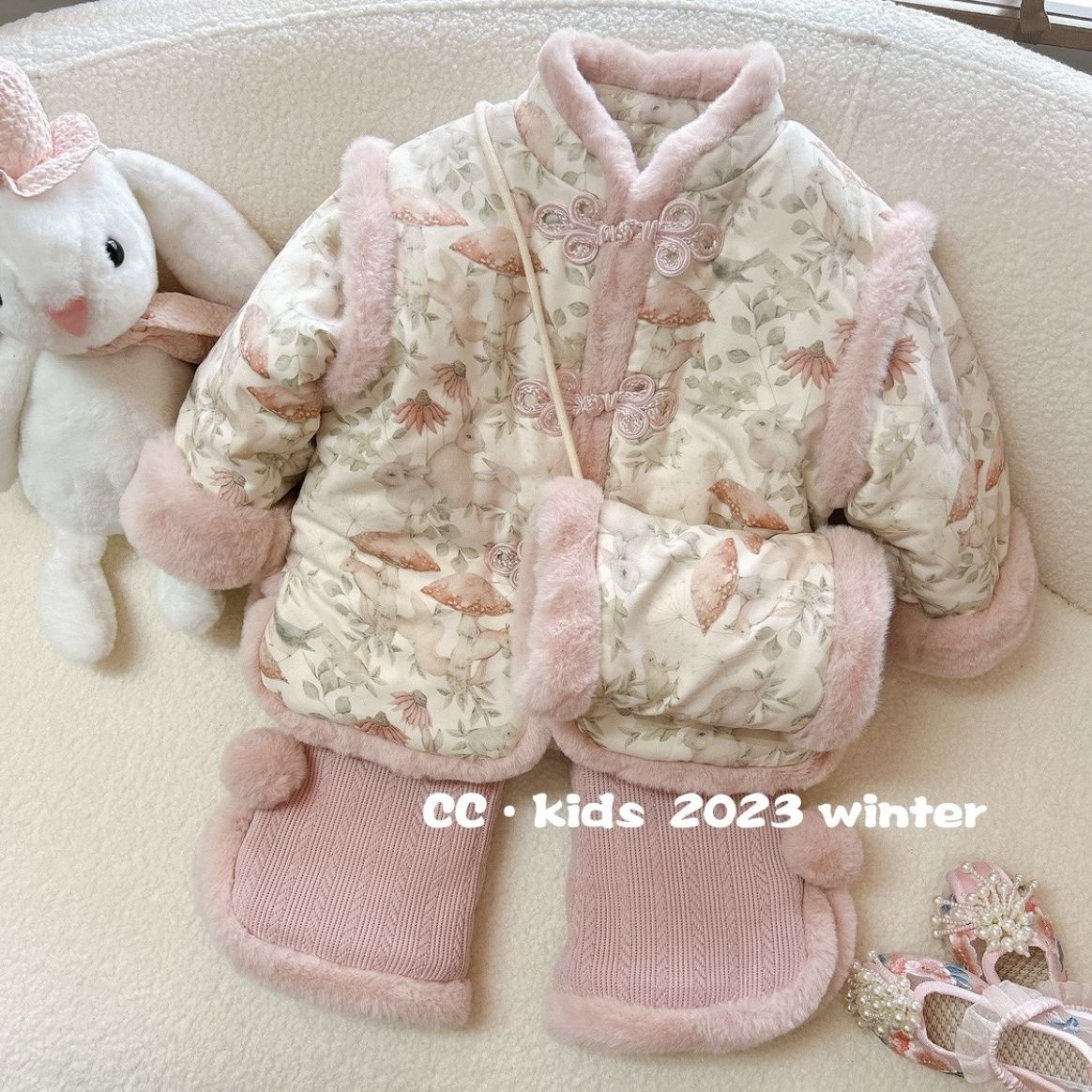 Children's New Year Clothes Girls' Suits Plus Velvet Thickened Tang Suit Cotton Clothes Chinese Baby New Year Children's Ancient Style Han Clothes New Year's Eve