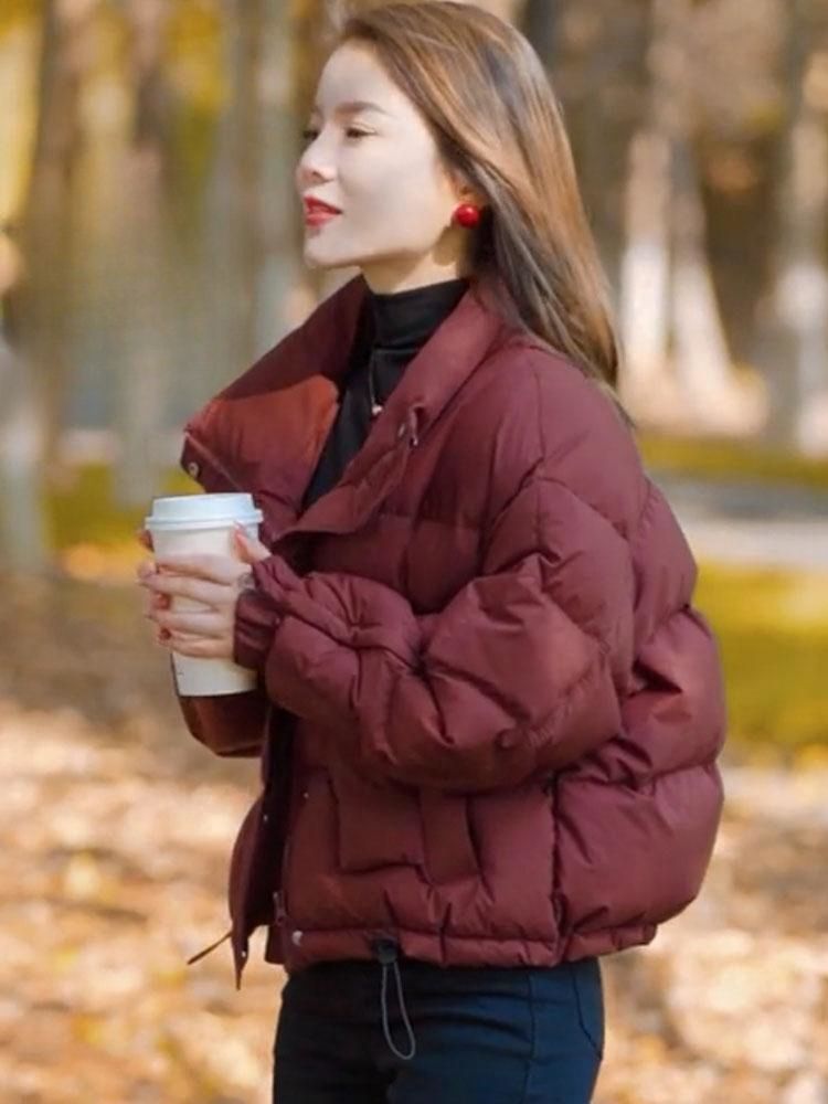 蓝海奕诺小个子洋气羽绒服女2023冬季新款短款宽松显瘦面包服外套
