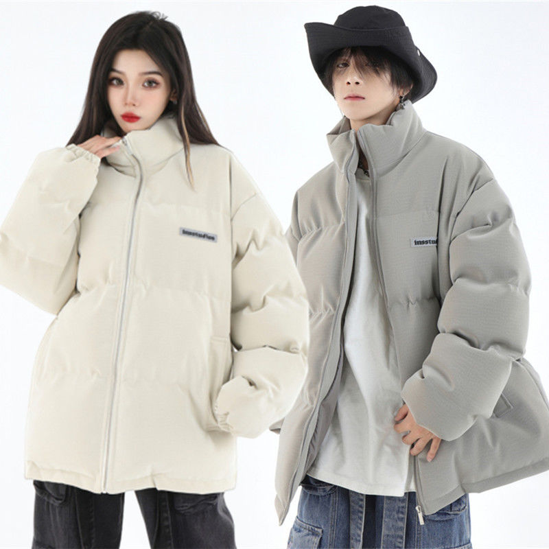 oversize棉服男2023冬季新款寬鬆慵懶風外套ins潮立領加厚麵包服