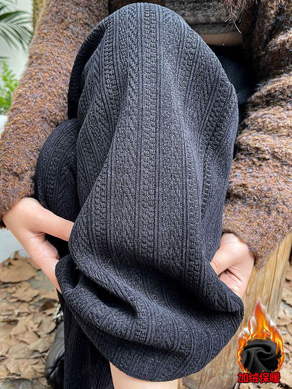 麥穗雪尼爾加絨闊腿褲子女秋冬高腰垂感寬鬆直筒休閒小個子拖地褲