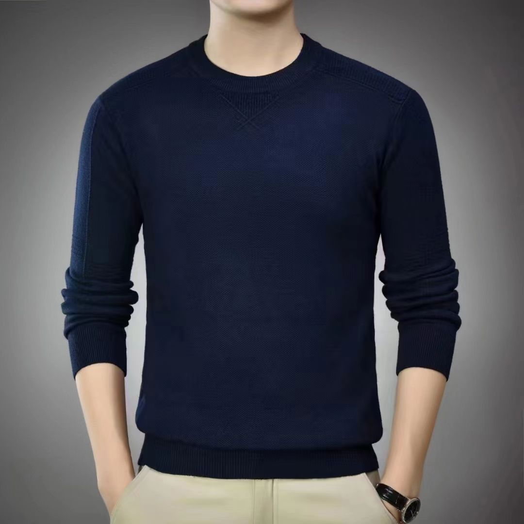 Brand original single label high quality gold spun solid color men's woolen sweater