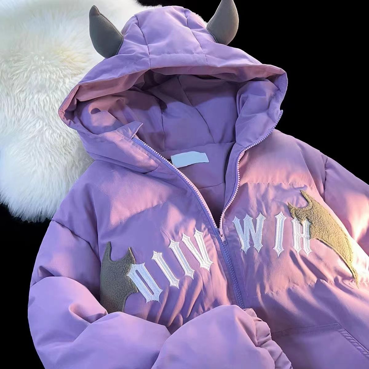 National trend niche design little devil cotton coat for women ins Korean retro street loose thickened warm cotton coat