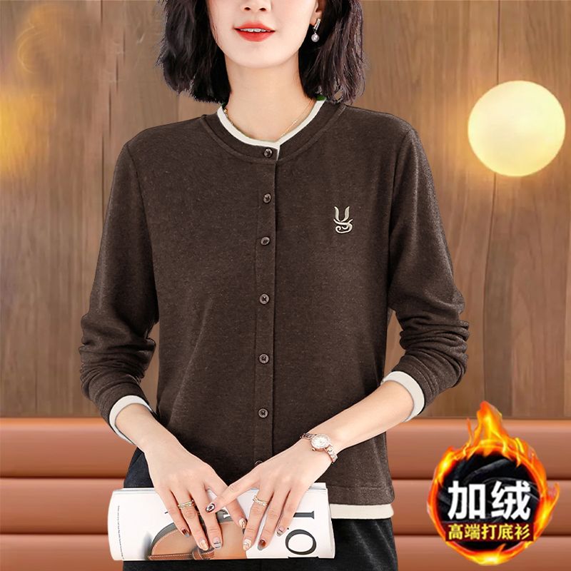 高檔熱銷雙面德絨打底衫秋冬新款女長袖上衣寬鬆遮肉時尚百搭小衫