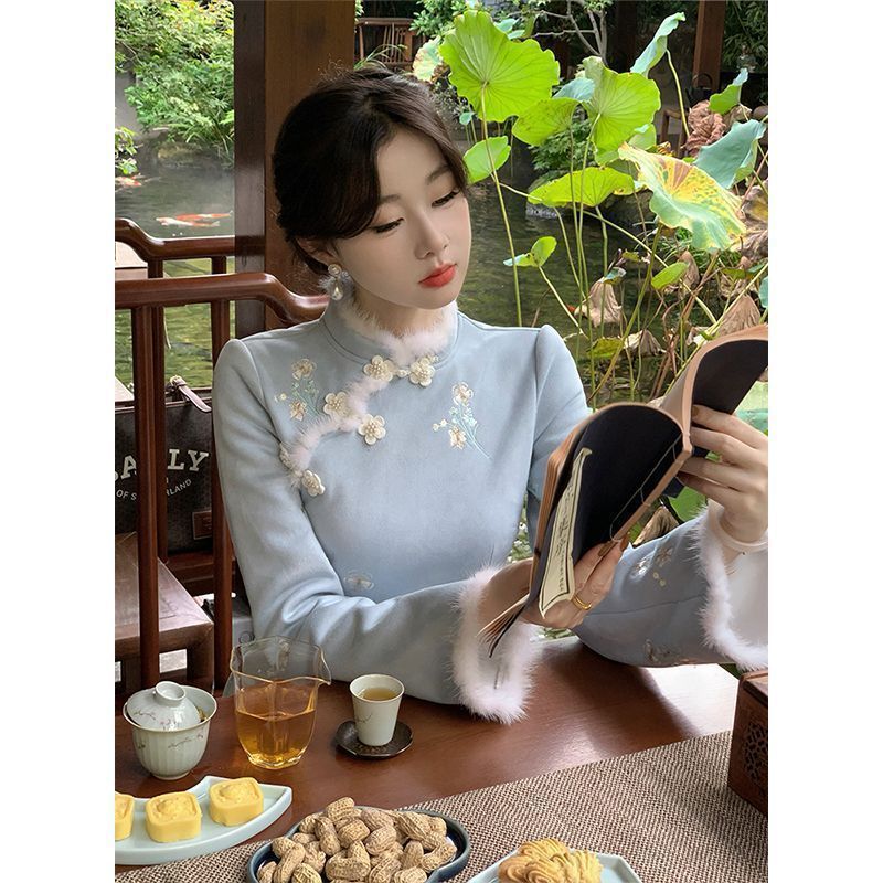 一堯【棠梨煎雪】新中式國風秋冬季溫柔氣質連衣裙女優雅刺繡日常