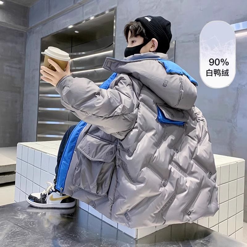 男童羽絨服2023新款冬裝中大兒童洋氣男孩冬季加厚白鴨絨帥氣外套