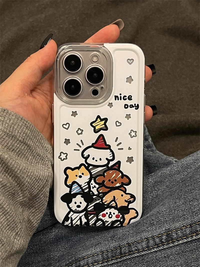 Christmas puppy suitable for iPhone15PROMAX mobile phone case new 15 Apple 14 transparent 13 cartoon 11/xr
