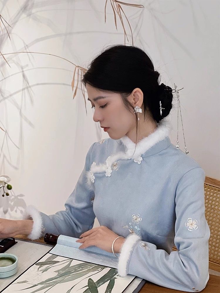 一堯【棠梨煎雪】新中式國風秋冬季溫柔氣質連衣裙女優雅刺繡日常