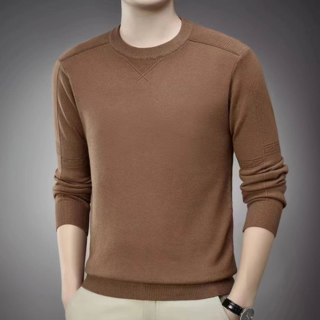 Brand original single label high quality gold spun solid color men's woolen sweater