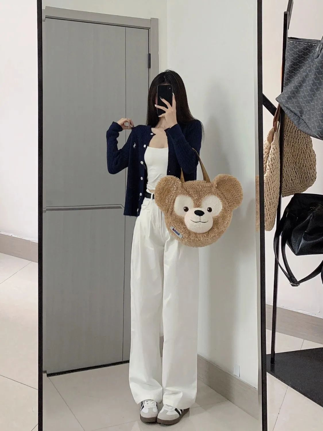 白色高腰牛仔褲女2023年新款秋冬季加長寬鬆顯瘦垂感闊腿拖地褲子