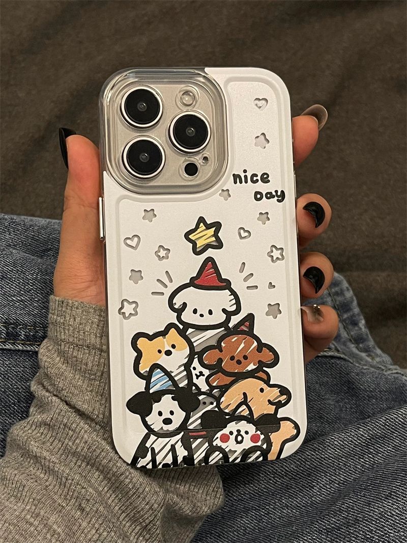 Christmas puppy suitable for iPhone15PROMAX mobile phone case new 15 Apple 14 transparent 13 cartoon 11/xr