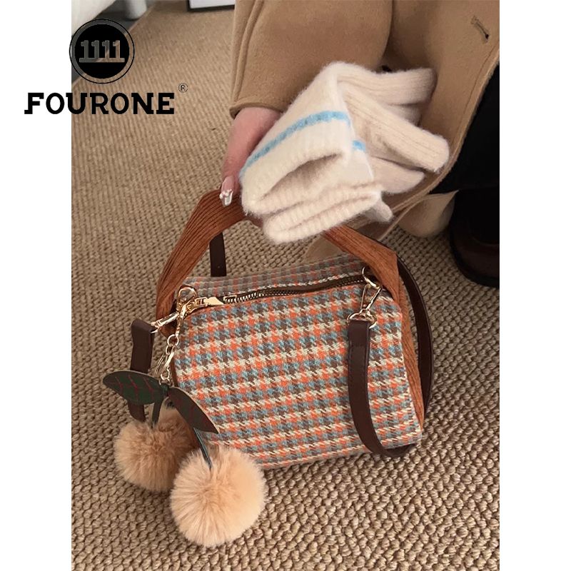 Niche woolen handbag women's new shoulder bag high-end versatile ins retro crossbody bag