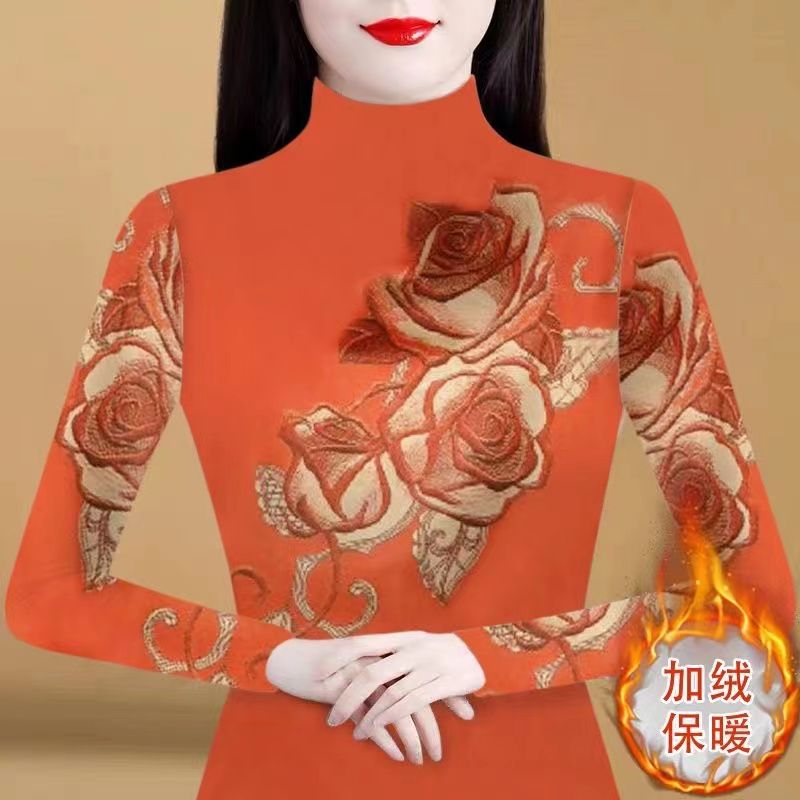 2023新款一體雙面德絨半高領打底衫女長袖修身時尚百搭保暖上衣潮
