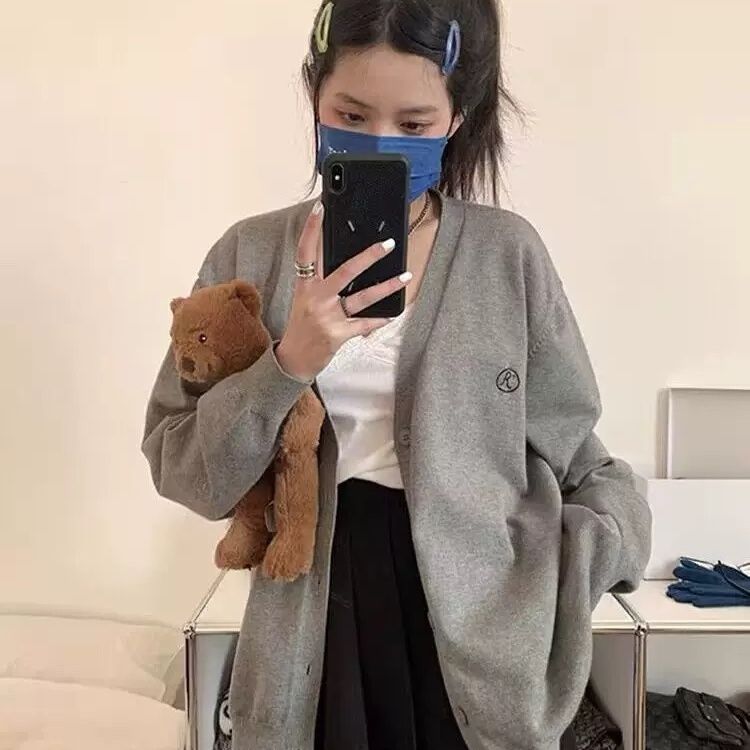 日系復古毛衣外套女春秋季外穿寬鬆慵懶風設計感小眾顯瘦開衫上衣