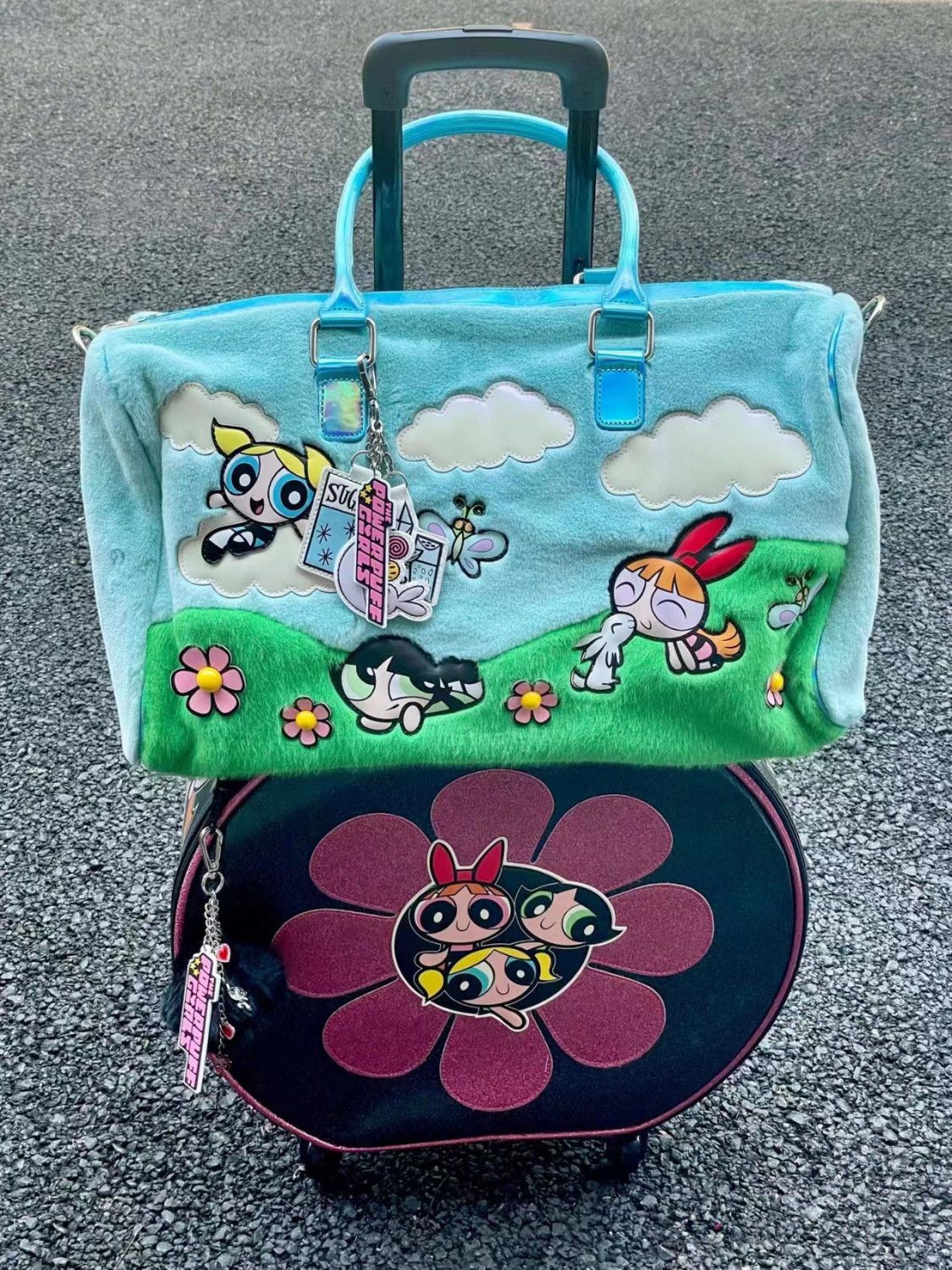 The Powerpuff Girls飛天小女警童趣大容量手提袋毛絨包正品