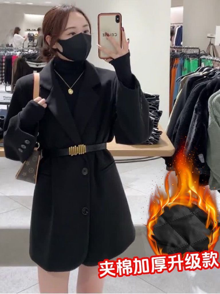 黑色西裝外套女2024春秋冬季新款韓系百搭休閒時尚英倫氣質上衣潮