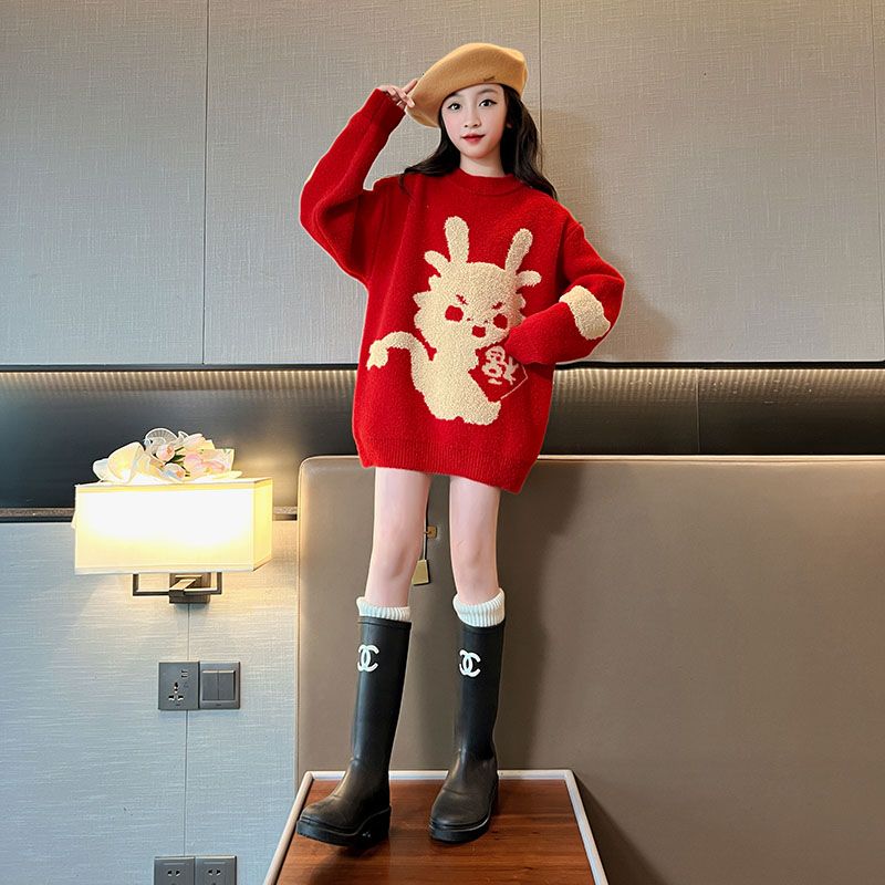 女童中长款毛衣秋季新款儿童网红针织衫小女孩打底衫韩版秋装