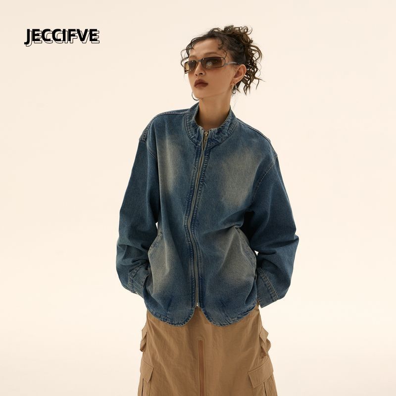 JECCIFIVE小眾設計感百搭顯瘦牛仔夾克外套男女高級感寬鬆ins上衣