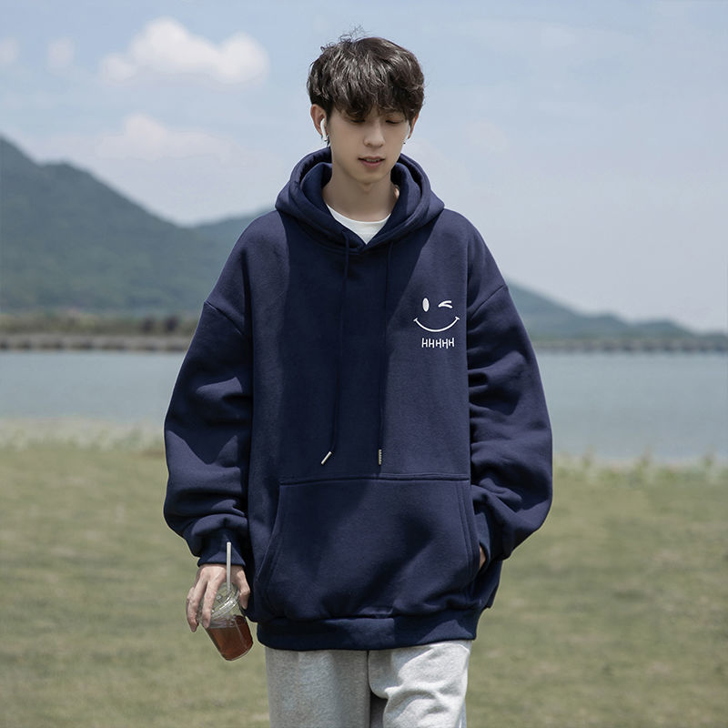 日系cityboy連帽衛衣男ins秋冬季加絨加厚小眾百搭寬鬆青少年外套