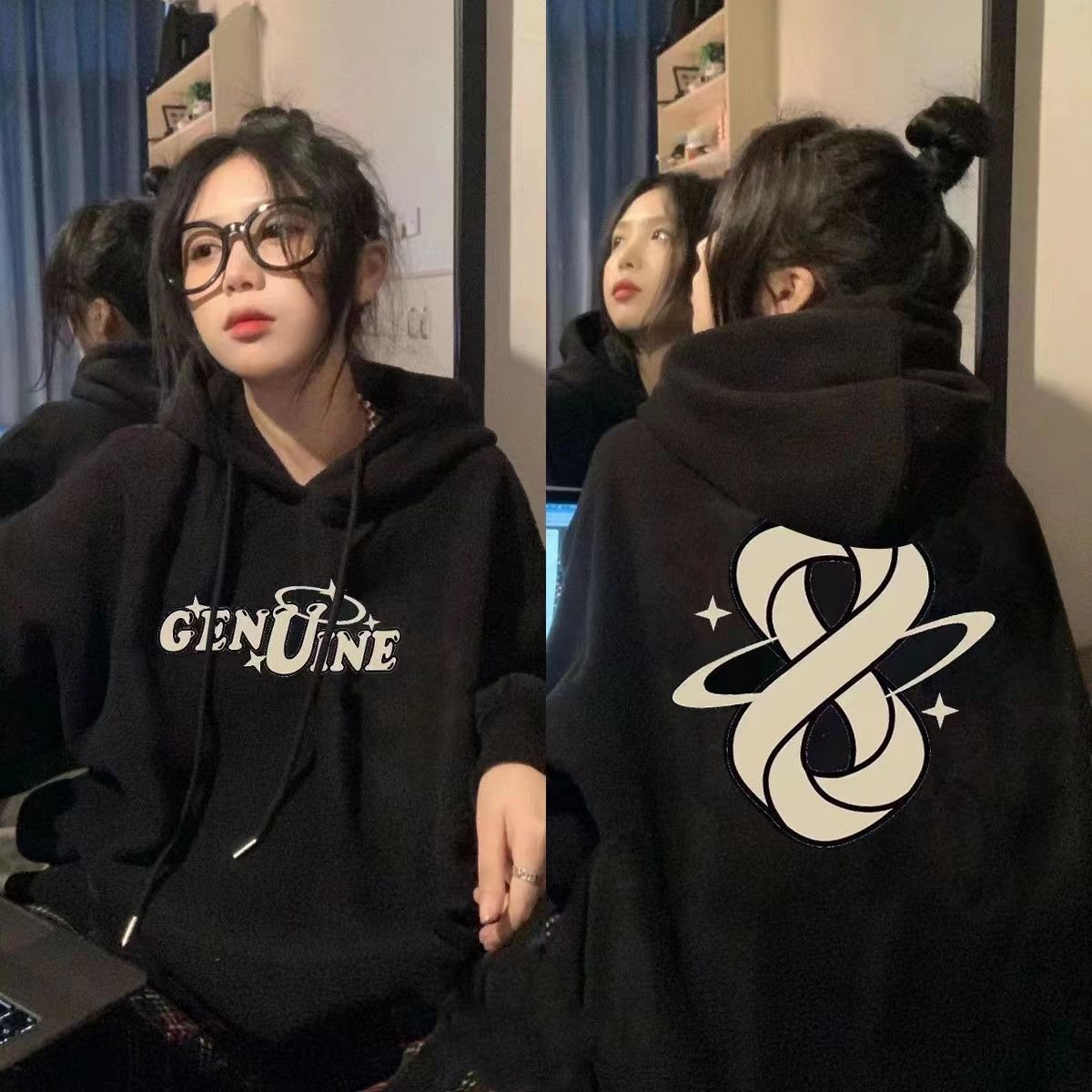 美式新款連帽衛衣女ins韓版高街寬鬆慵懶百搭秋冬季學生小眾外套