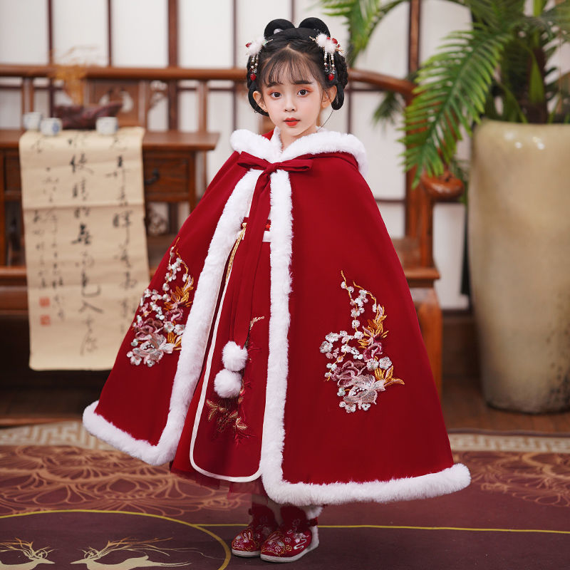 拜年服中国风女孩古风连衣裙女童汉服冬季新款儿童古装加厚