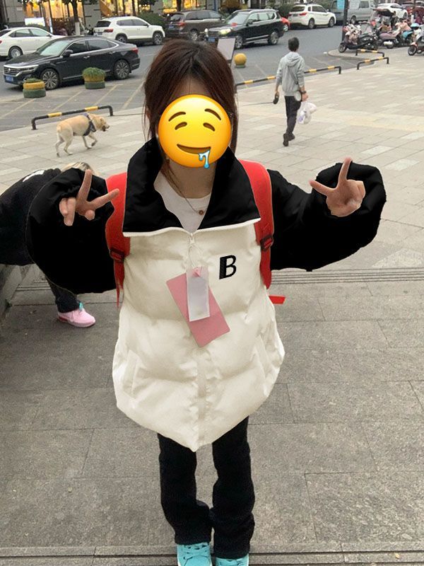 美式高街潮牌不臃肿棉衣棉服女学生冬季ins小个子撞色面包服外套