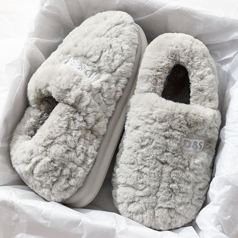 棉拖鞋男士冬季2023新款包跟室内保暖防滑厚底毛毛绒外穿棉鞋女款