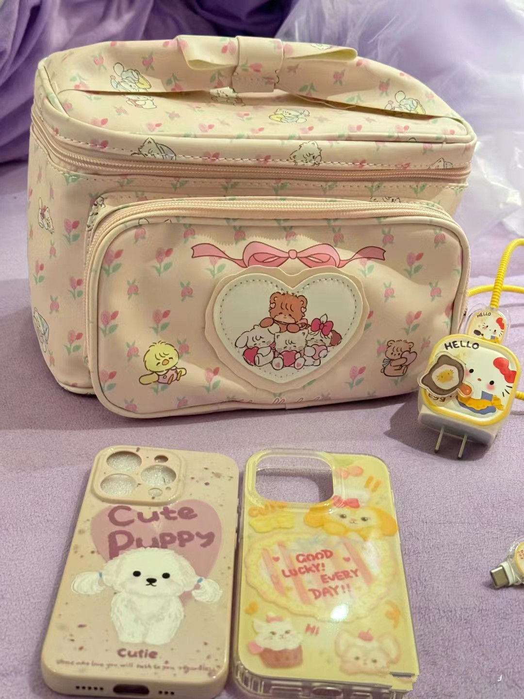 mikko co-branded large 2023 new cosmetic bag storage bag large capacity cute small animal square handbag