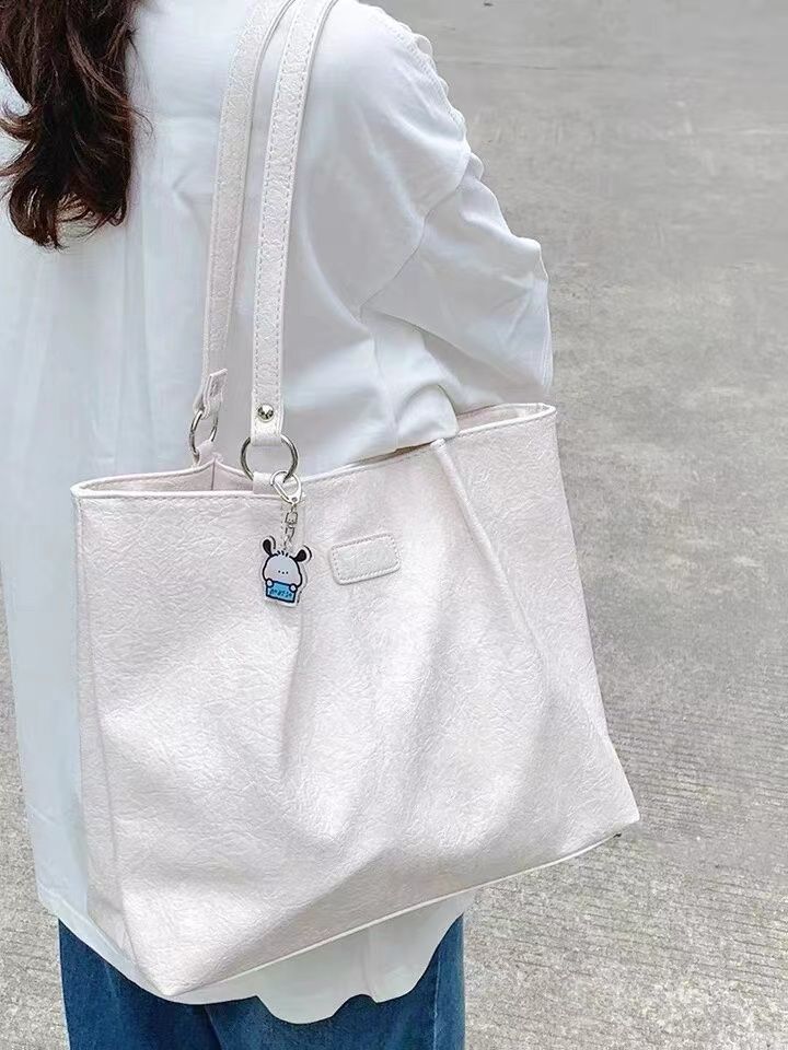 通勤軟皮托特包女2023新款高級簡約大容量購物袋大學生上課單肩包