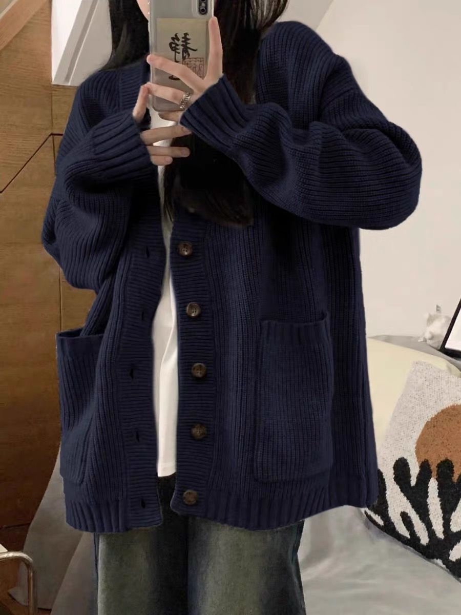 American lazy style niche chic cardigan sweater for women autumn and winter 2023 new design high-end coat