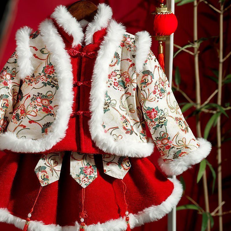 女童拜年服冬装新年衣服中国风儿童龙年过年汉服唐装宝宝周岁礼服
